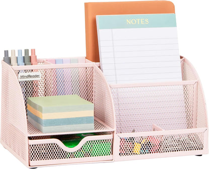 Mind Reader 7-Compartment Desktop Organizer, File & Accessory Storage, Metal Mesh Office Organizer for Desk, Workspace, Mail, Black